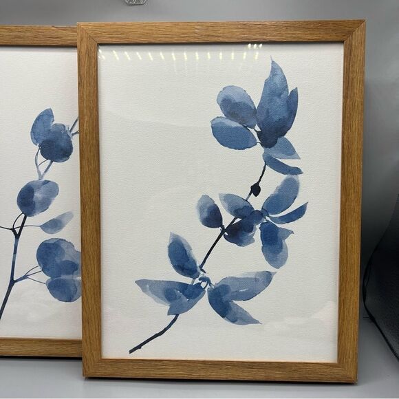 Target Threshold 2 Piece Indigo Apple Branch Watercolor Framed Prints - Picture 2 of 8